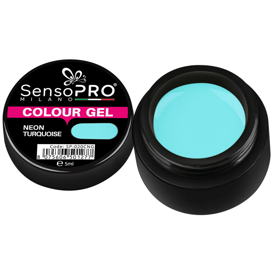 Gel UV Colorat Neon Turquoise 5ml, SensoPRO Milano 5ml imagine pret reduceri
