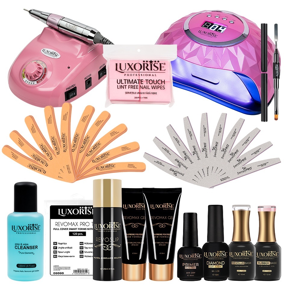 Kit Unghii False cu Polygel & Tipsuri Reutilizabile PRO100