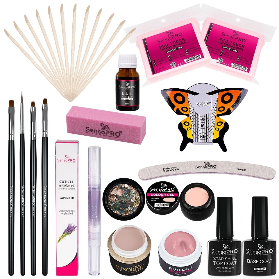 Kit Unghii Gel SensoPRO Milano fara Lampa UV PROMOTIE #25 + CADOU Set 4 Pensule