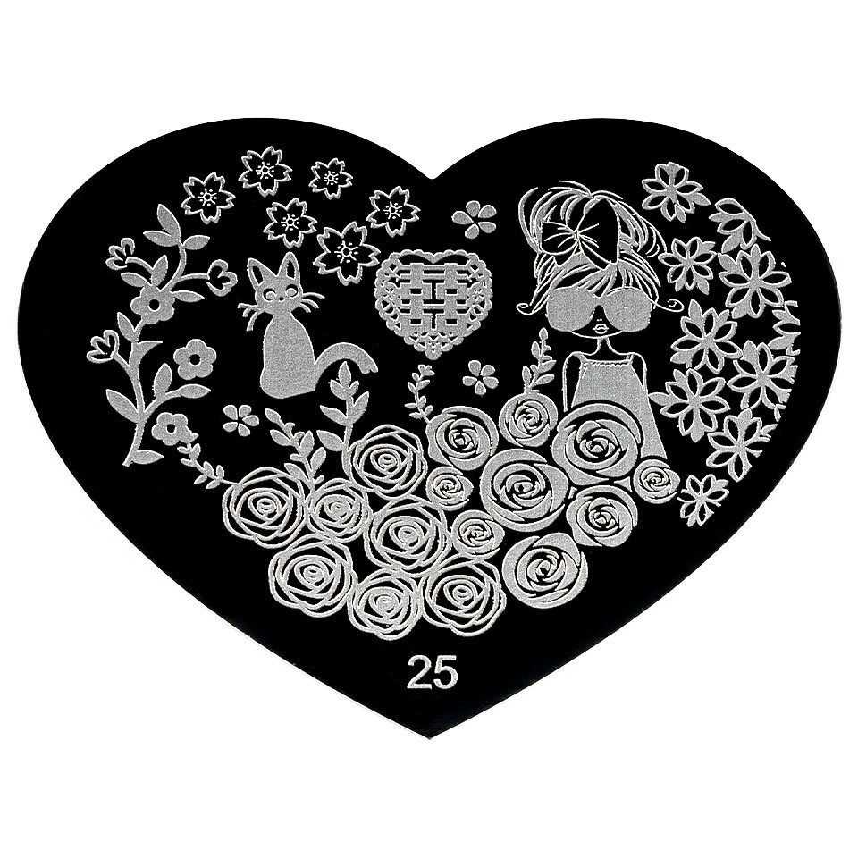 Matrita Metalica Stampila Unghii Hearts #25 kitunghii imagine noua