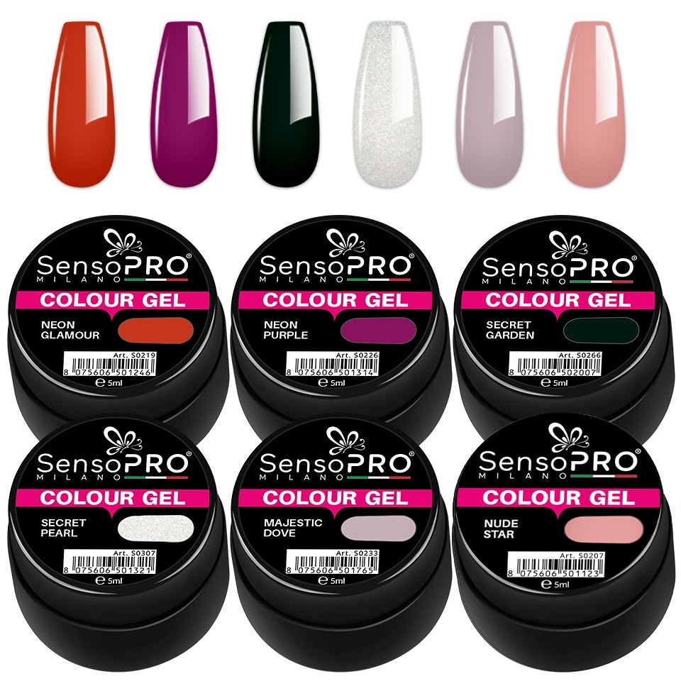 Set 6 Geluri UV Colorate Timeless Touch, SensoPRO Milano Seturi Geluri UV kitunghii.ro