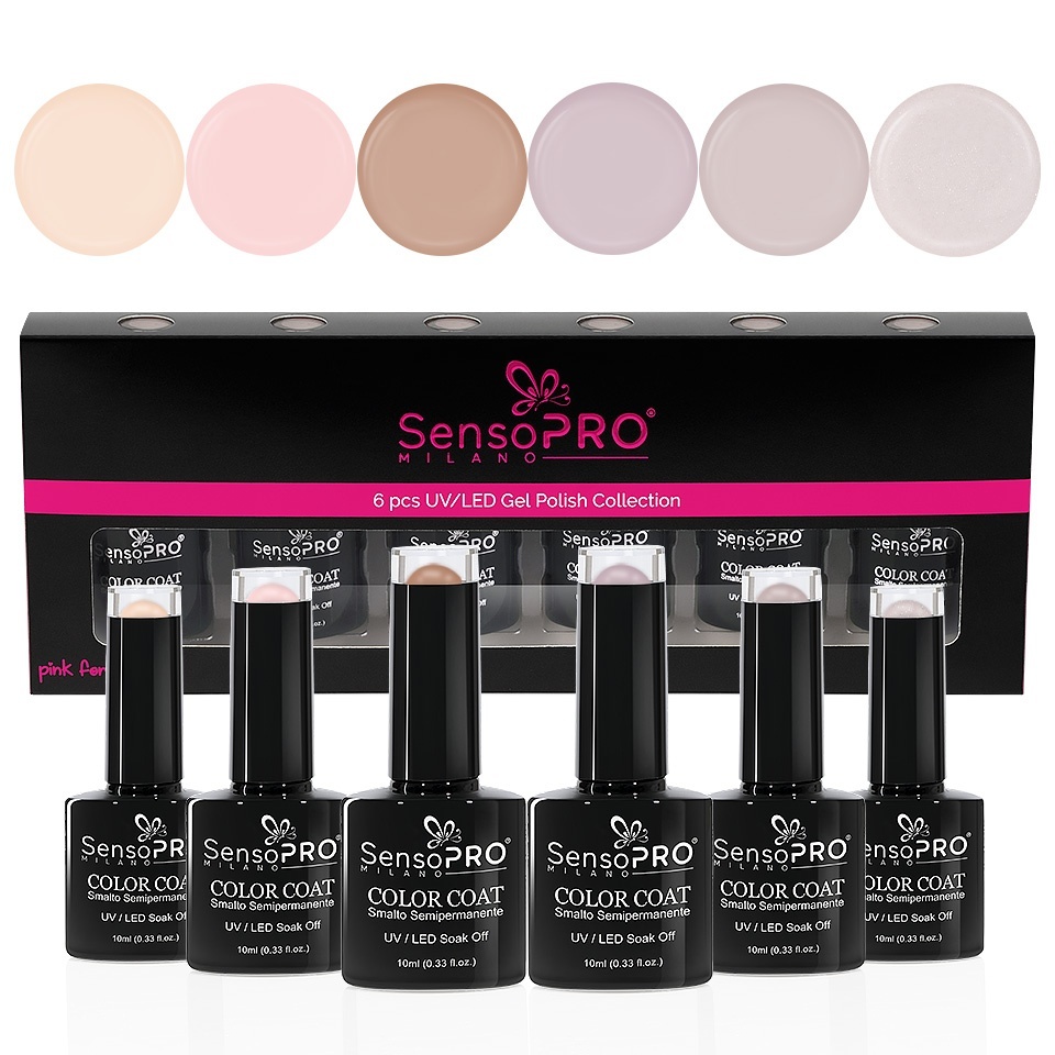 Set 6 Oje Semipermanente 10ml SensoPRO Milano, Nude Seduction