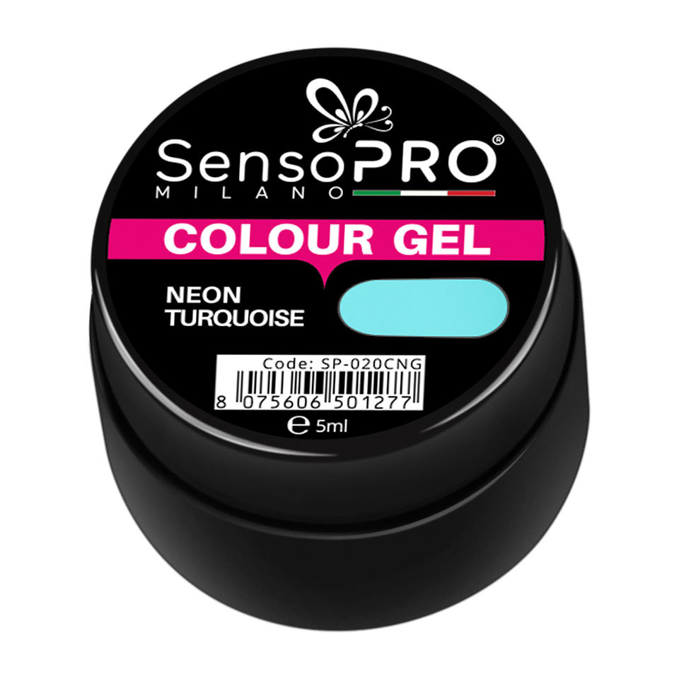Gel UV Colorat Neon Turquoise 5ml, SensoPRO Milano