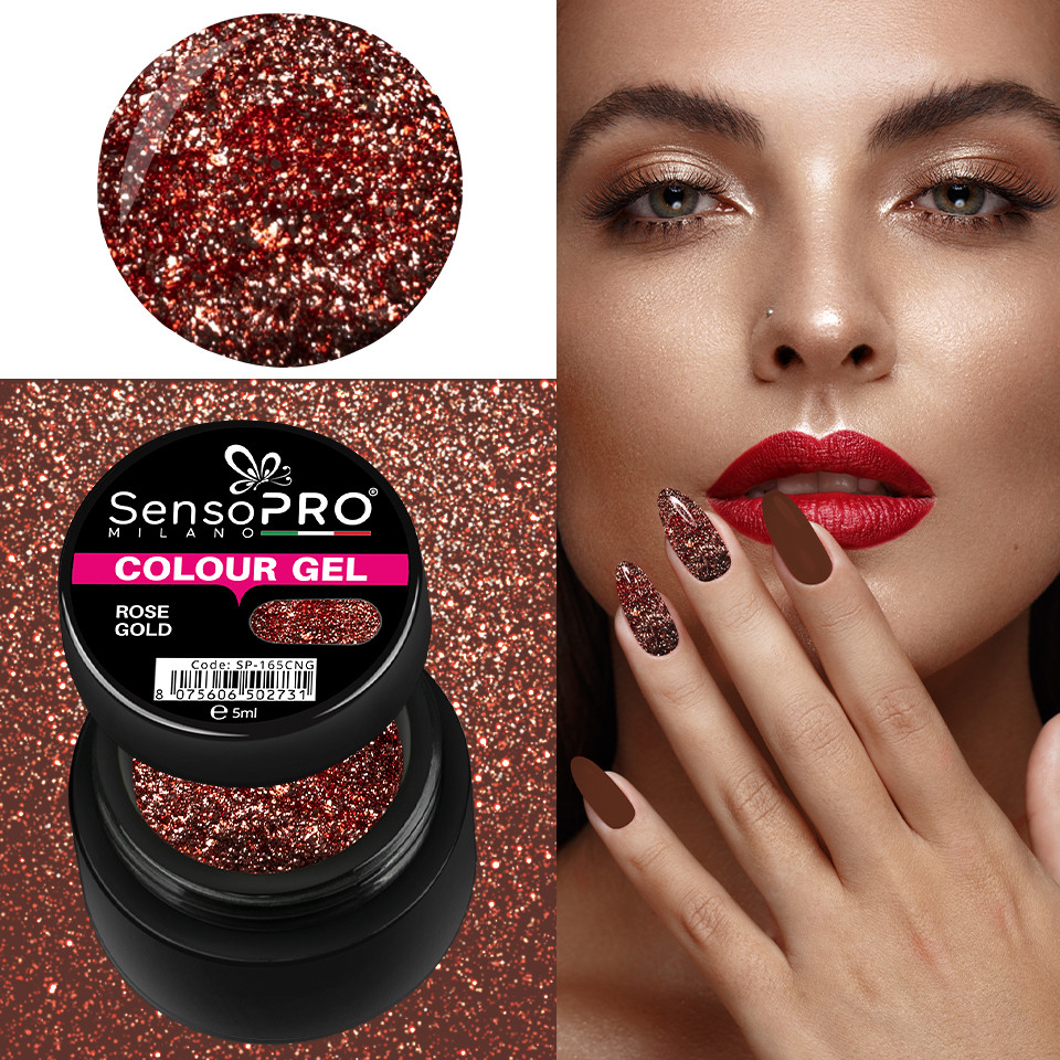 Gel UV Colorat Rose Gold 5ml, SensoPRO Milano