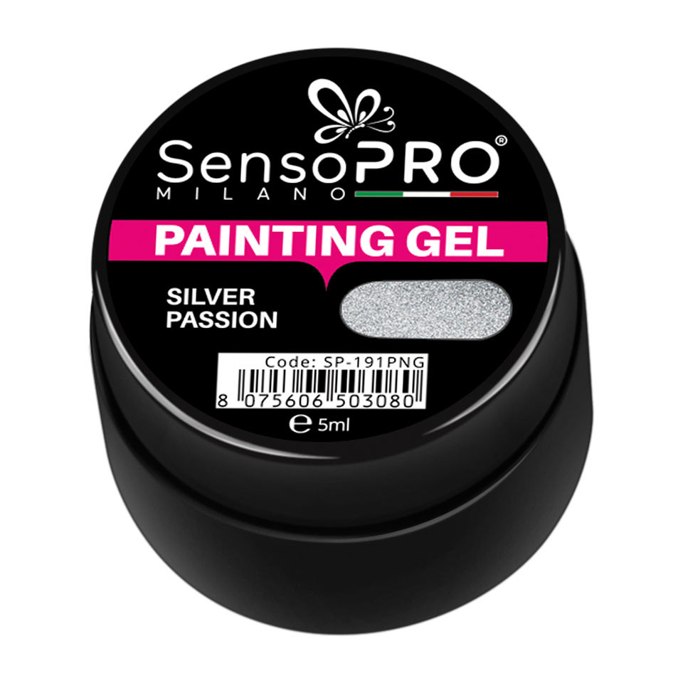 Gel UV Pictura Unghii Silver Passion 5ml, SensoPRO Milano