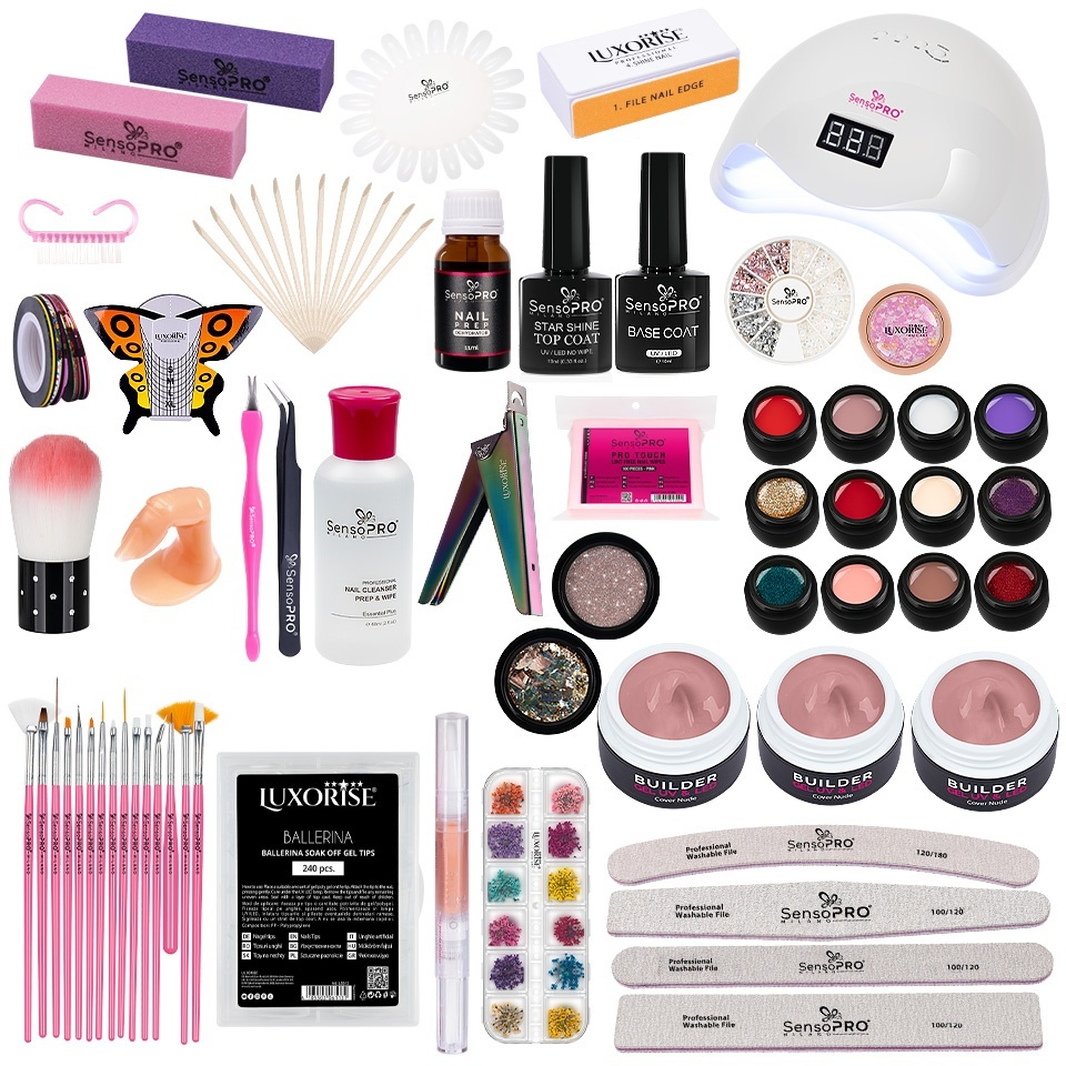 Kit Unghii False cu Gel UV SensoPRO Milano - Promotie #56 + CADOU Set 15 Pensule Manichiura