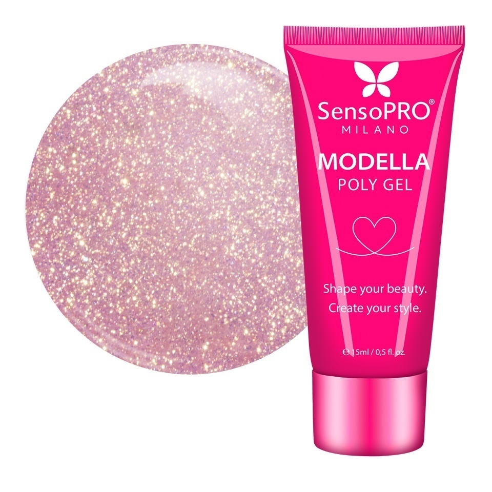 Polygel MODELLA SensoPRO Milano – Rose Gold Sheen, 15ml Polygel - MODELLA kitunghii.ro