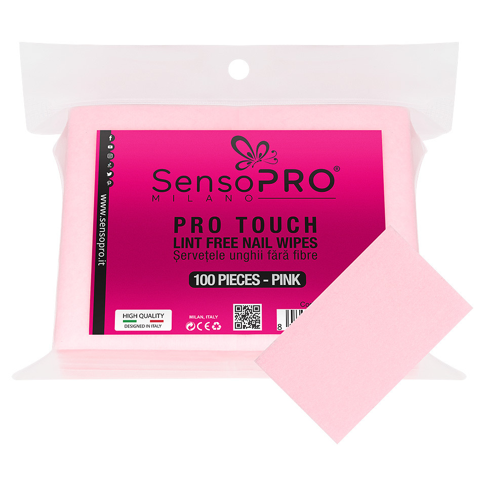 Servetele Unghii Pro Touch – SensoPRO Milano, Pink, 100 buc kitunghii.ro imagine