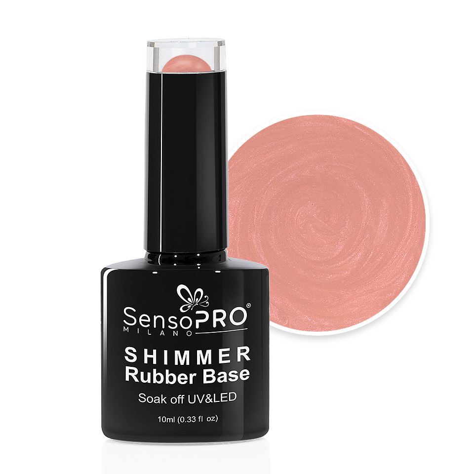 Shimmer Rubber Base SensoPRO Milano – #10 Irresistible Nude Shimmer Red, 10ml 10.
