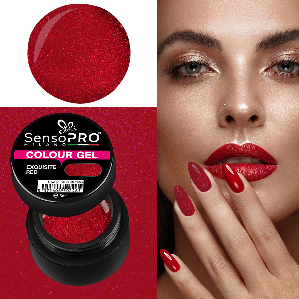 Gel UV Colorat Exquisite Red 5ml, SensoPRO Milano