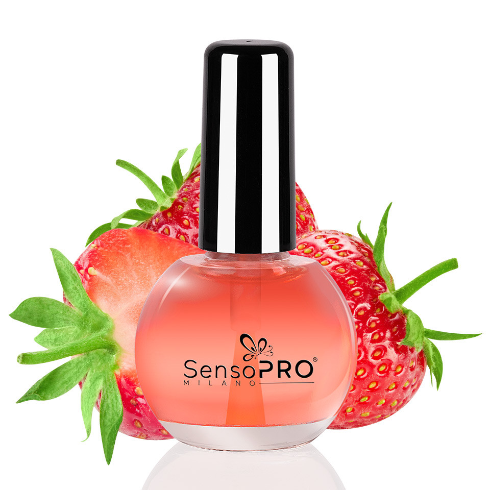 Ulei Cuticule cu Pensula Strawberry SensoPRO, 15 ml Accesorii imagine noua