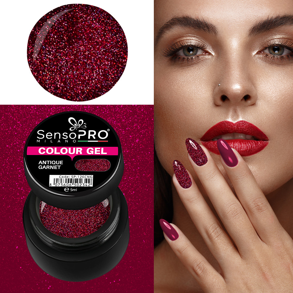 Gel UV Colorat Antique Garnet 5ml, SensoPRO Milano