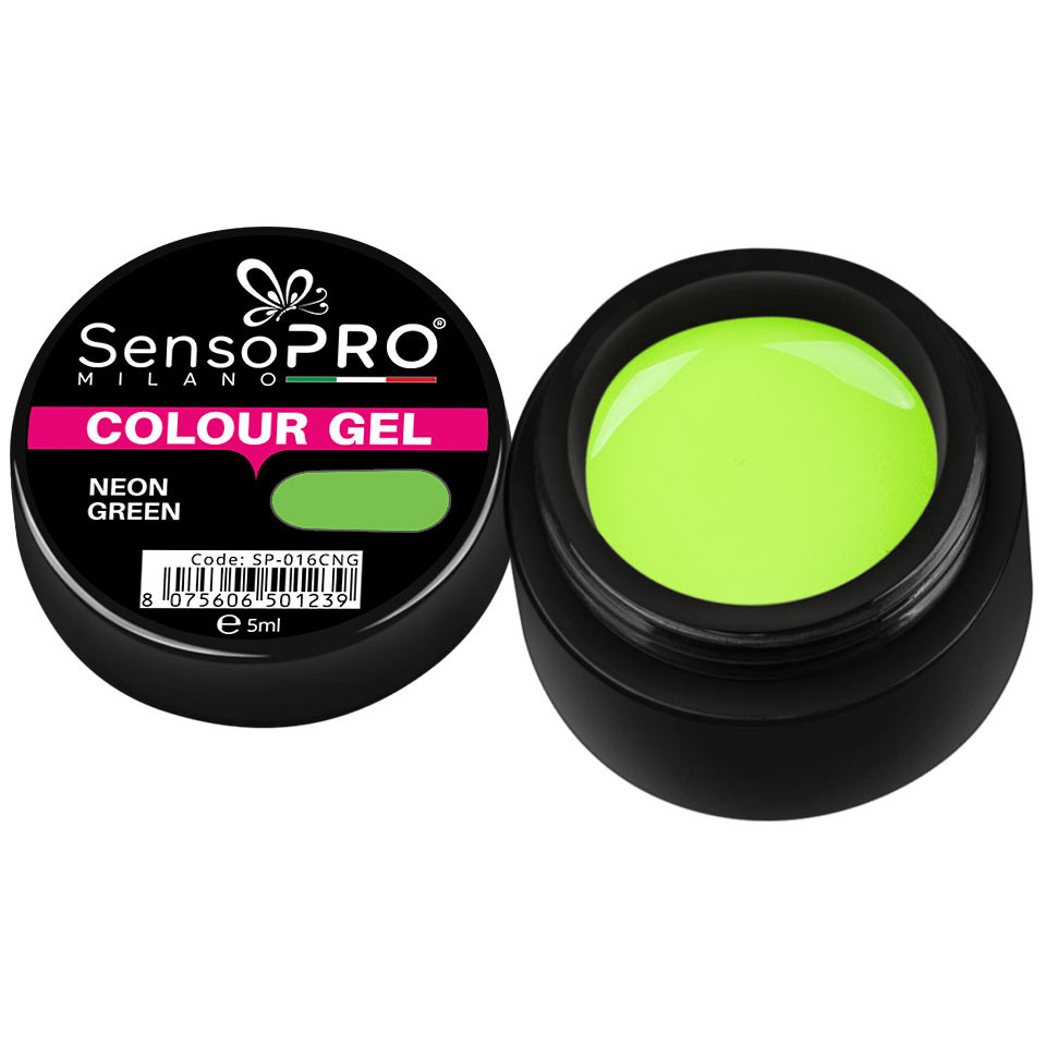 Gel UV Colorat Neon Green 5ml, SensoPRO Milano 5ml imagine pret reduceri
