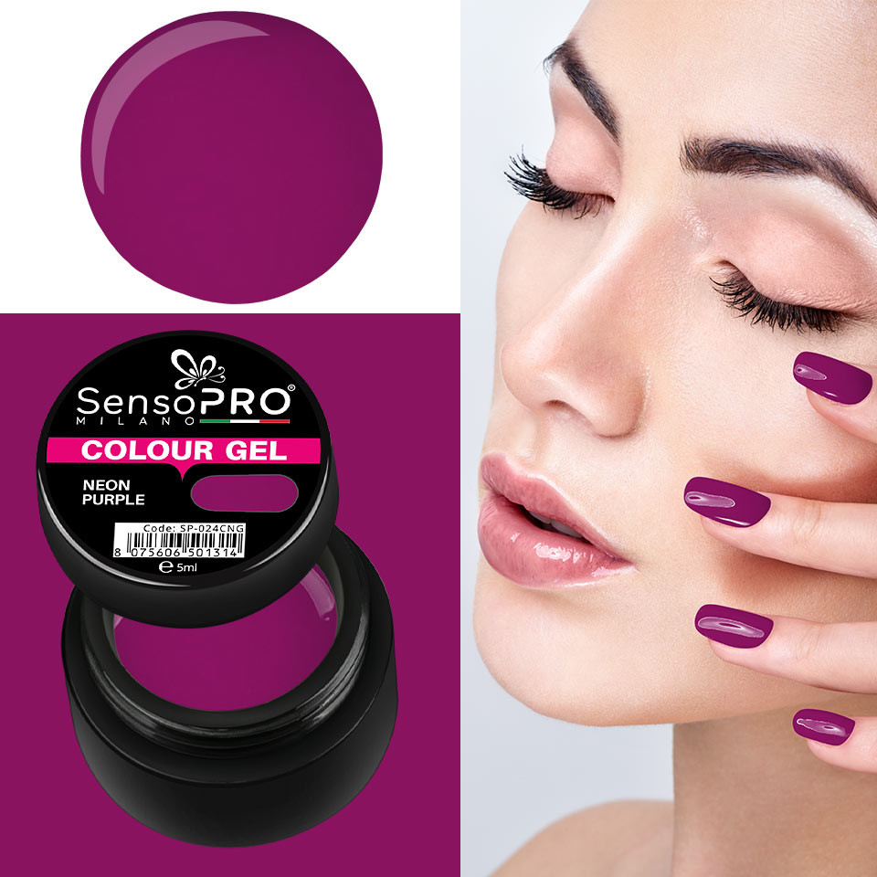 Gel UV Colorat Neon Purple 5ml, SensoPRO Milano