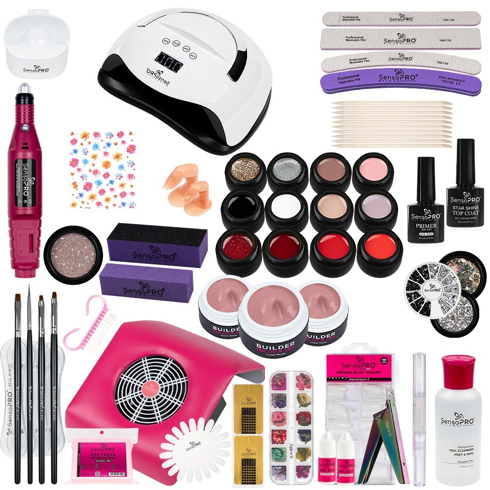 Kit Unghii False cu Gel UV SensoPRO Milano 15ml - Promotie #09 + CADOU Set 4 Pensule Manichiura