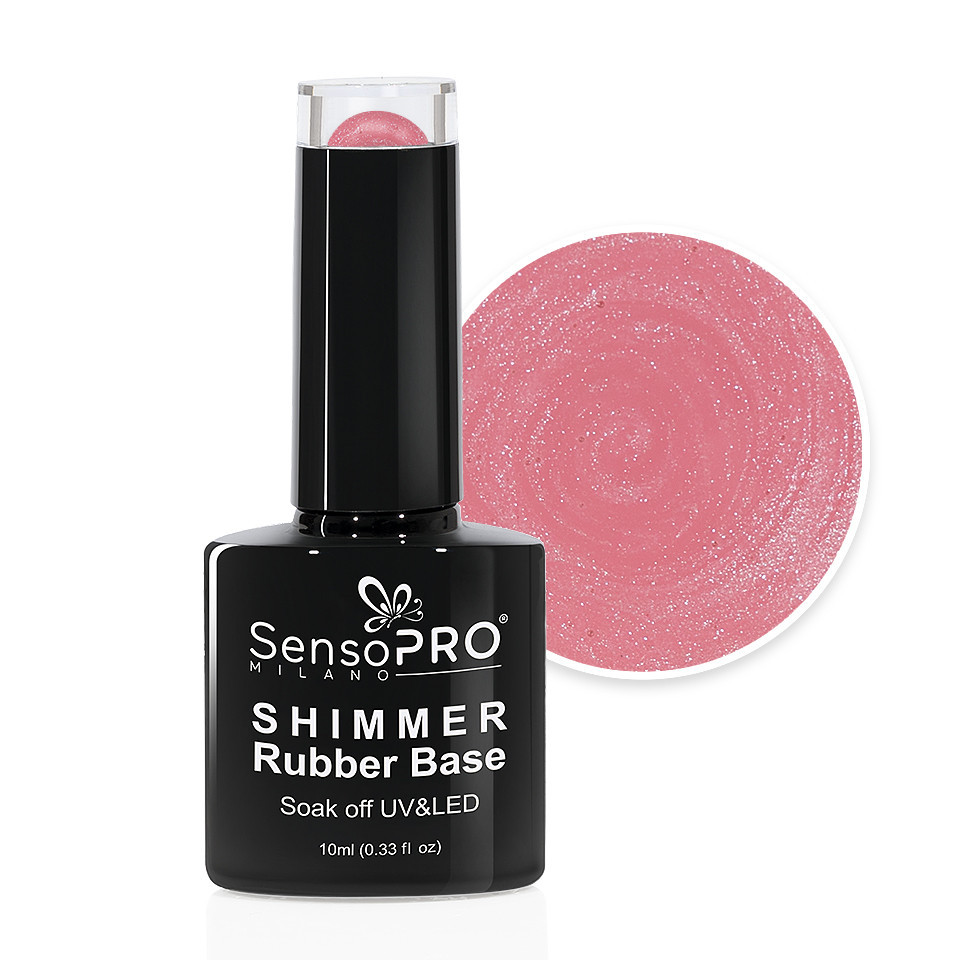 Shimmer Rubber Base SensoPRO Milano – #12 Musical Rose Shimmer Silver, 10ml 10ml imagine 2022