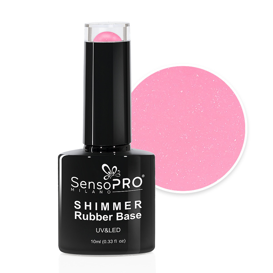 Shimmer Rubber Base SensoPRO Milano – #61 Pink Paradise, 10ml kitunghii.ro imagine noua 2022