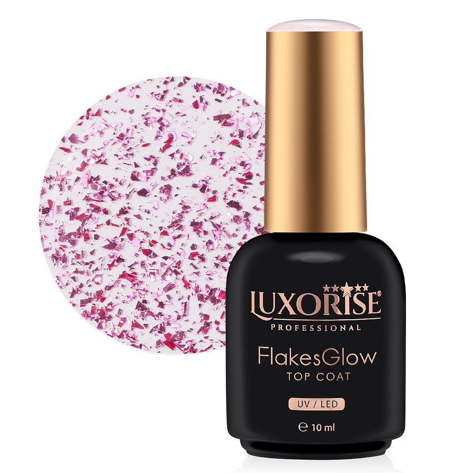 Top Coat LUXORISE - FlakesGlow Pink Passion 10ml image2