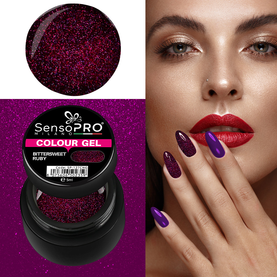 Gel UV Colorat Bittersweet Ruby 5ml, SensoPRO Milano