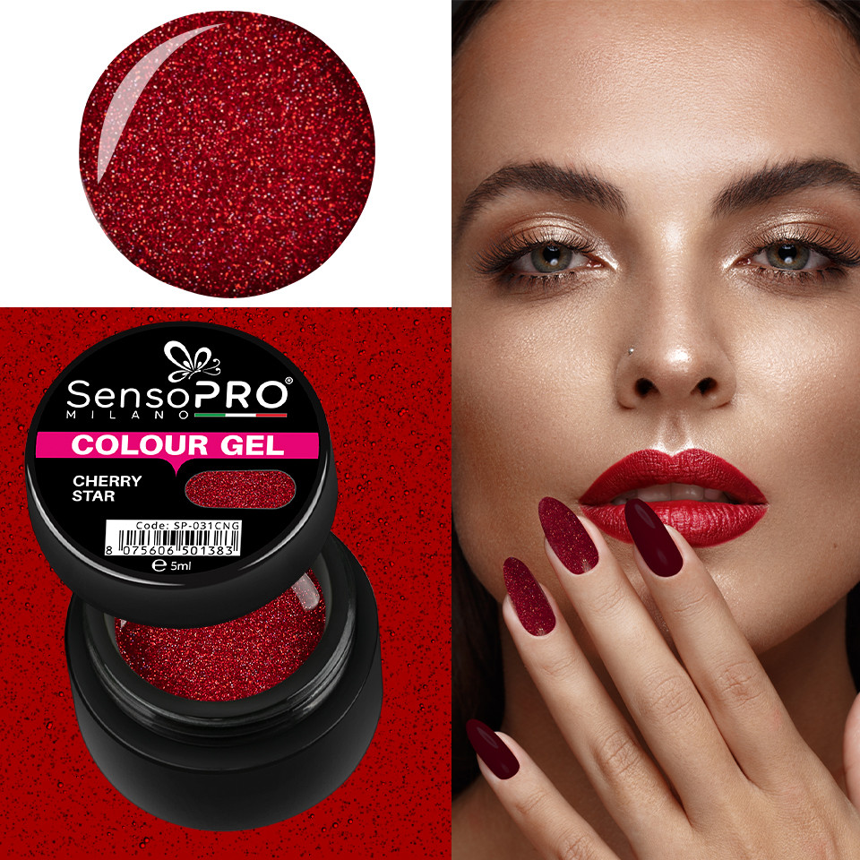 Gel UV Colorat Cherry Star 5ml, SensoPRO Milano