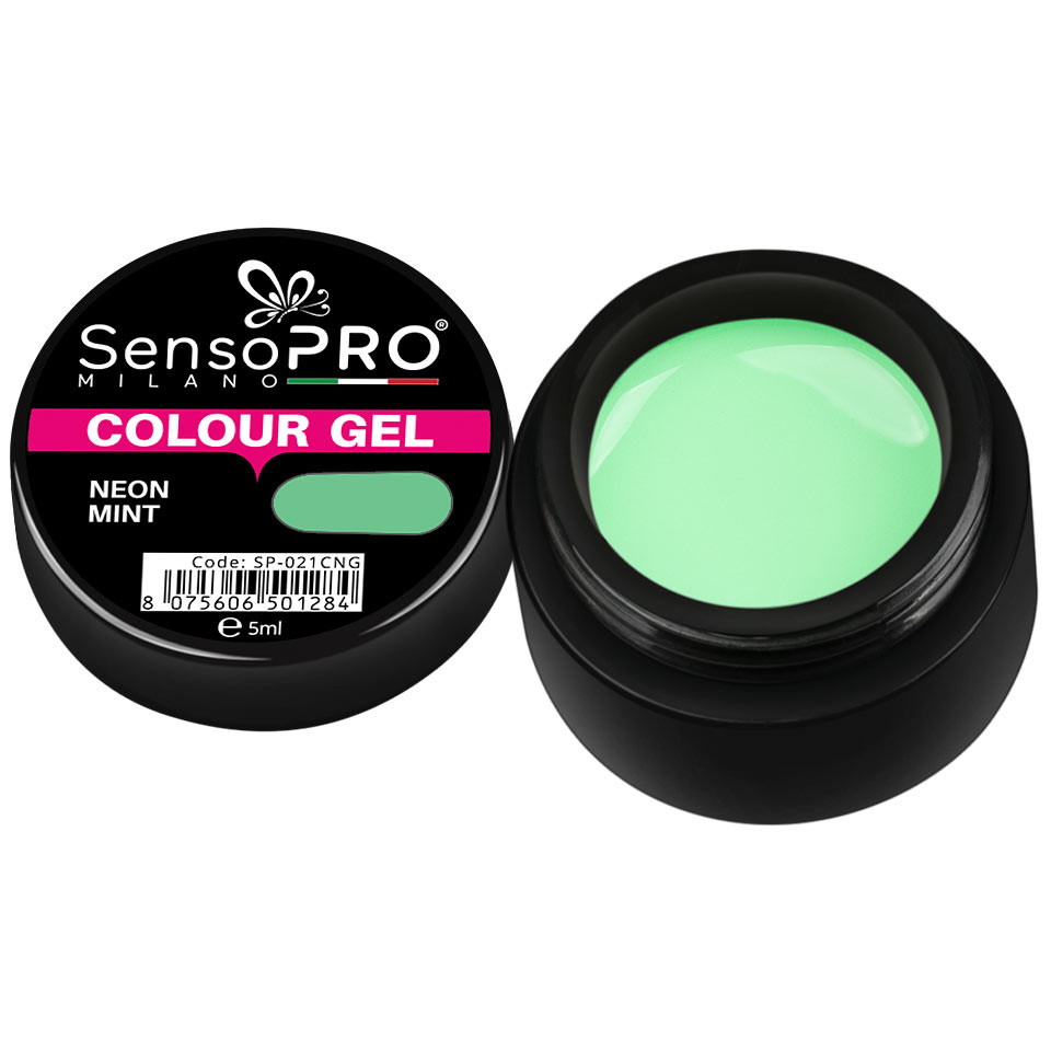 Gel UV Colorat Neon Mint 5ml, SensoPRO Milano 5ml imagine pret reduceri