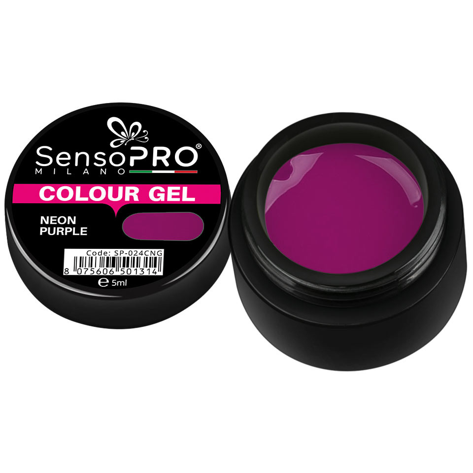 Gel UV Colorat Neon Purple 5ml, SensoPRO Milano 5ml imagine 2022