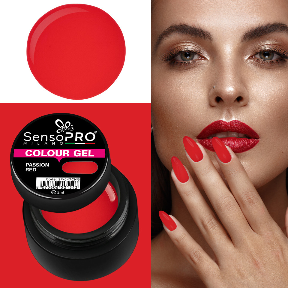Gel UV Colorat Passion Red 5ml, SensoPRO Milano