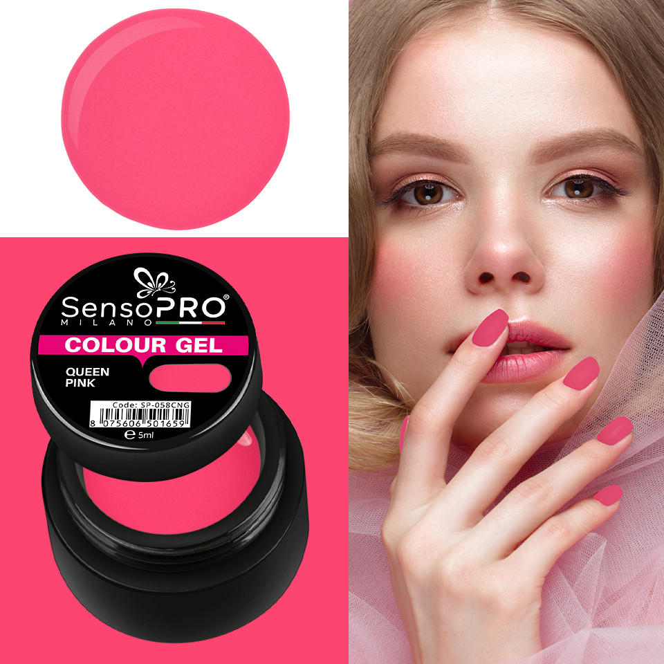 Gel UV Colorat Queen Pink 5ml, SensoPRO Milano