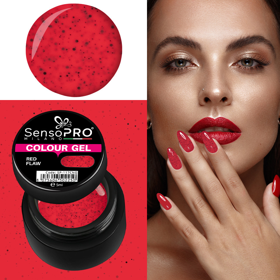Gel UV Colorat Red Flaw 5ml, SensoPRO Milano