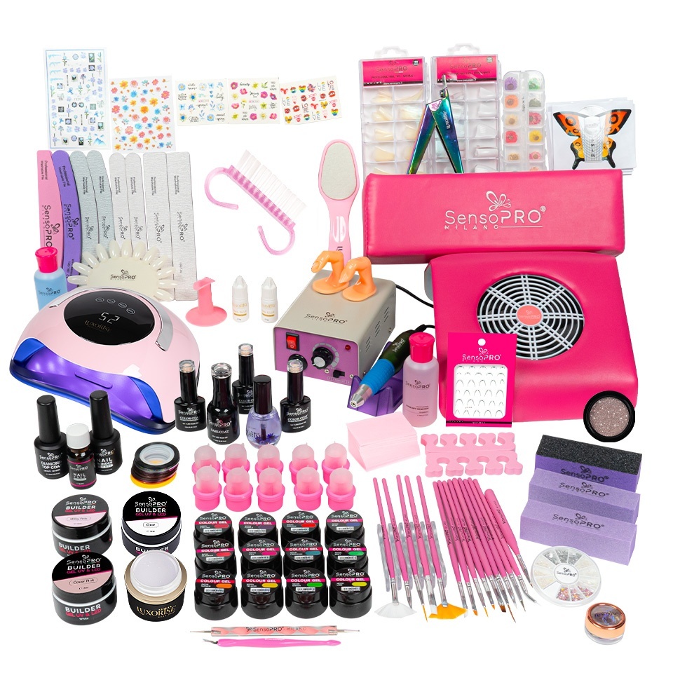 Kit Unghii False Duo cu Gel UV si Oja Semipermanenta SensoPRO Milano 10ml - Promotie #33 + CADOU