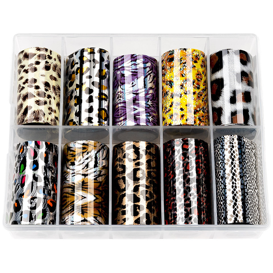 Set folii transfer luxorise animal print effect, 10 buc