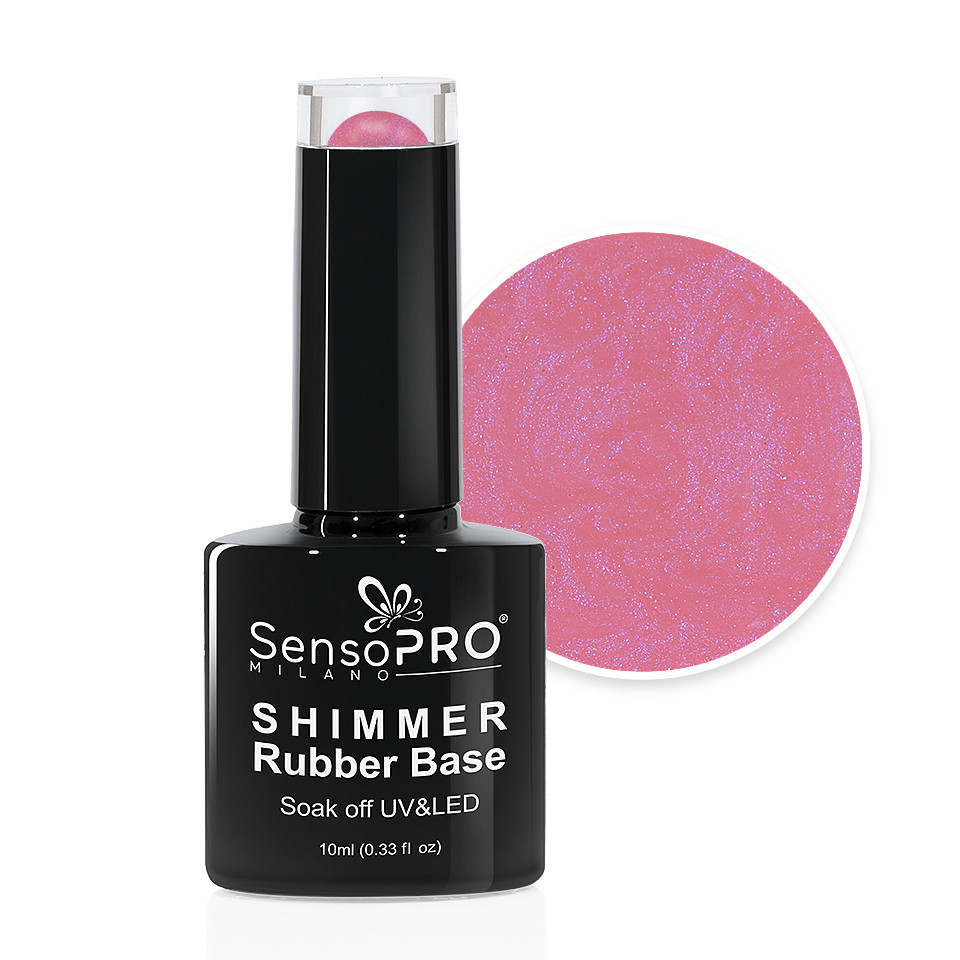 Shimmer Rubber Base SensoPRO Milano – #14 Musical Rose Shimmer Blue, 10ml #14 imagine 2022