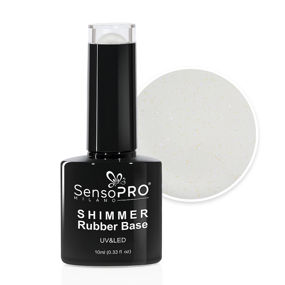 Shimmer Rubber Base SensoPRO Milano – #20 Milky White, 10ml #20 imagine noua 2022