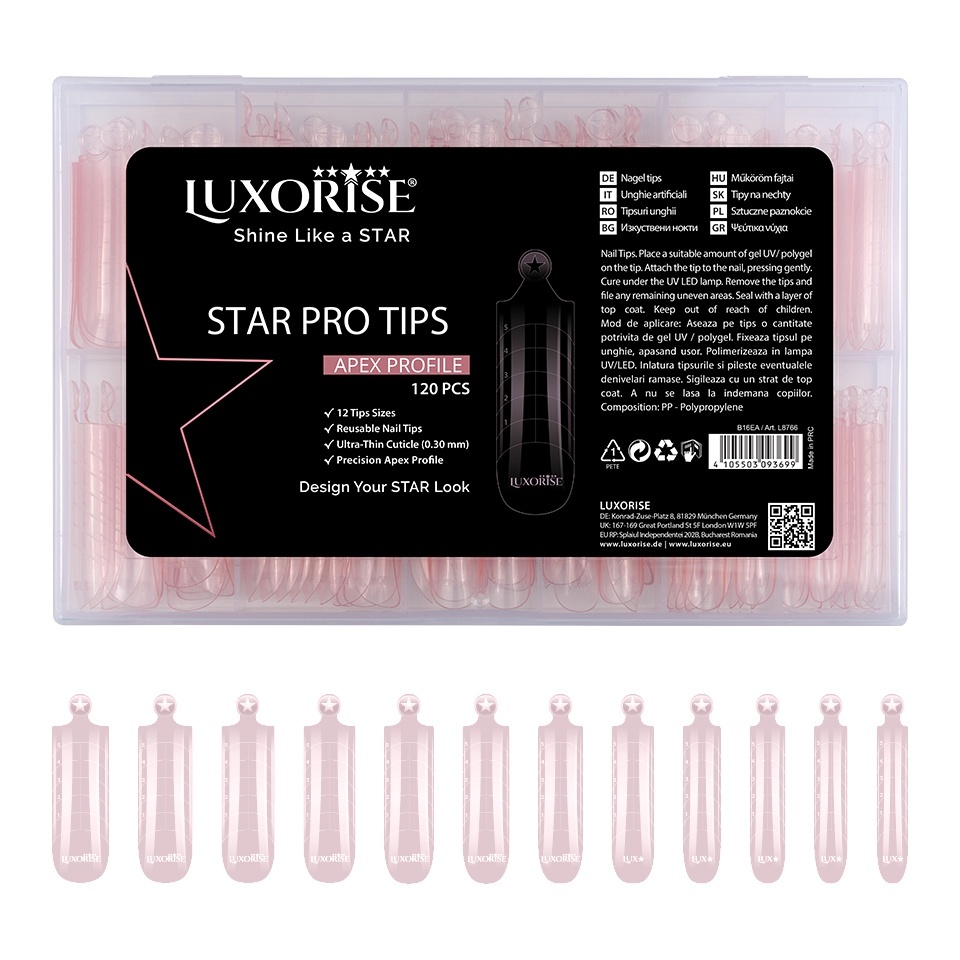 Tipsuri Reutilizabile STAR PRO TIPS Apex Profile LUXORISE, 120pcs – Tipsuri Reutilizabile LUXORISE