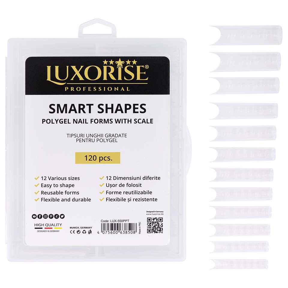 Tipsuri Smart Shapes LUXORISE pentru Polygel si gel, 120 buc kitunghii.ro