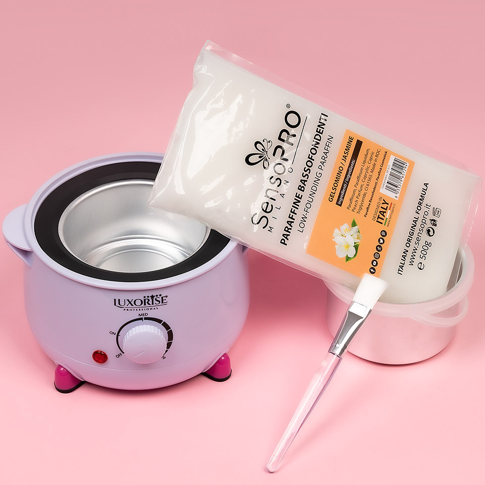 Kit Parafina Happy Skin pentru maini si picioare cu incalzitor LUXORISE, Iasomie