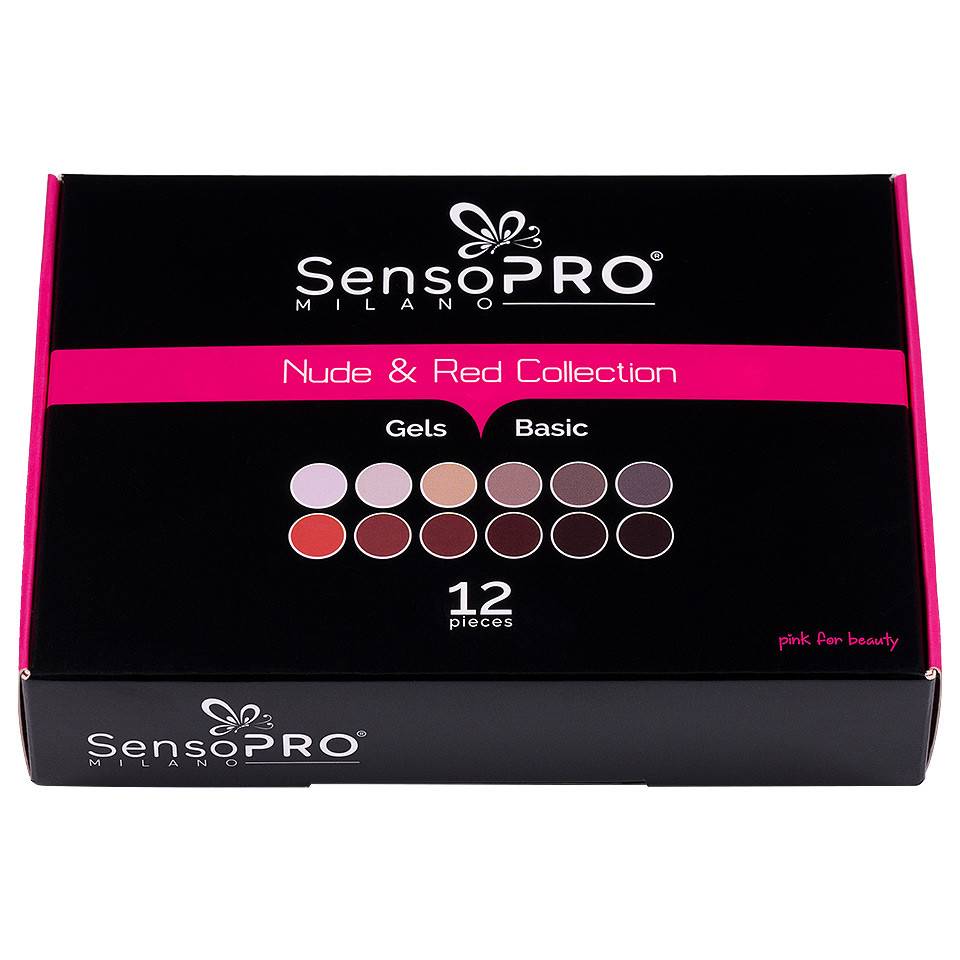 Set 12 Geluri UV Colorate SensoPRO Milano - Nude & Red Collection