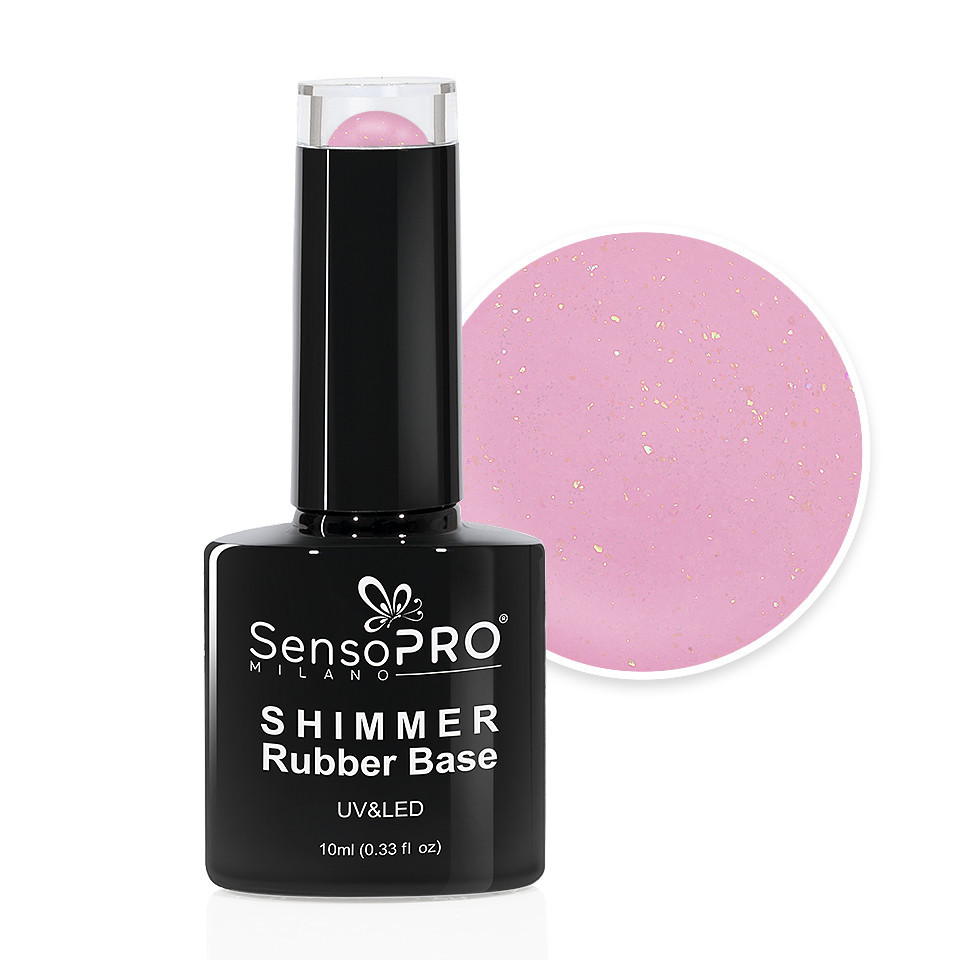Shimmer Rubber Base SensoPRO Milano – #21 Glimmer Pink, 10ml -21 poza noua reduceri 2022