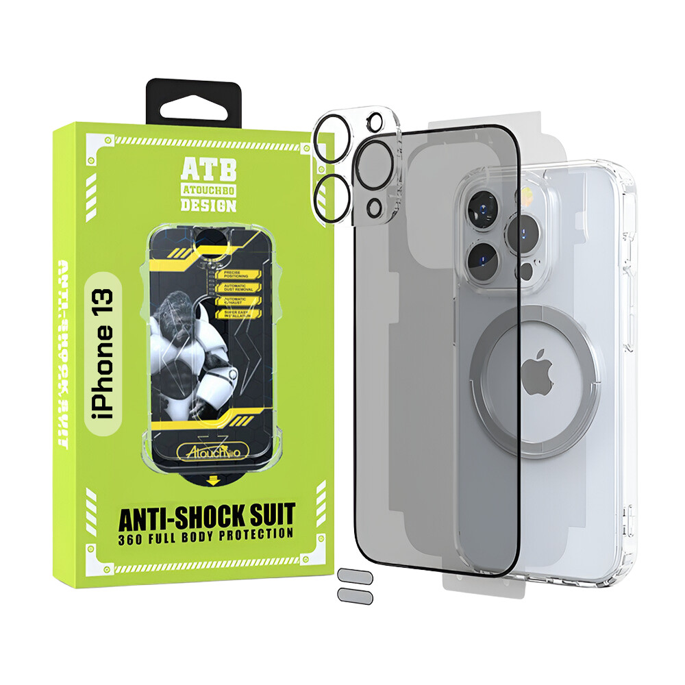 ATB Husa iPhone 13 TPU Antisoc - Folie Sticla Privacy - Folie Spate - Protectie Camera - Inel Magnet