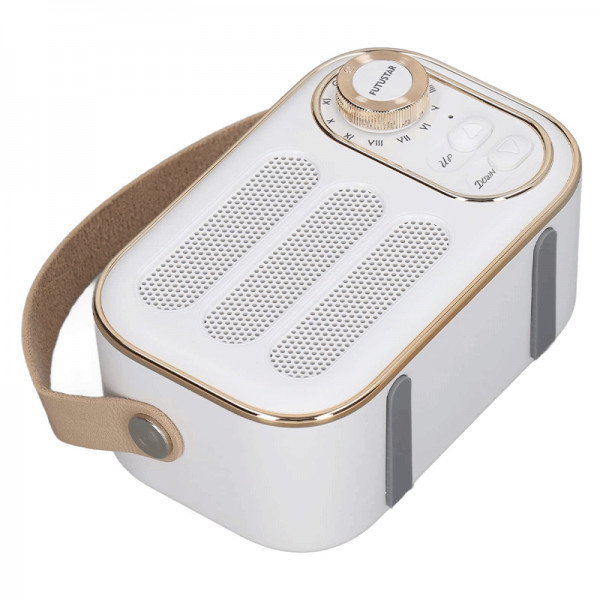 Boxa portabila cu Bluetooth 5.0, 400 mAh, card TF, Slot USB, Aux Jack 3.5mm, HiFi Surround, design retro, varianta mini, alb - 2 | YEO