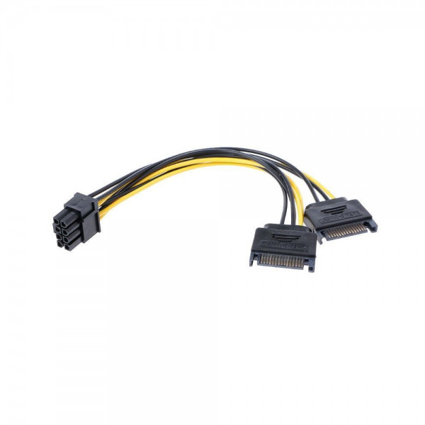 Cablu convertor alimentare PCI-E 8 (6+2) pini tata la 2 x SATA 15 Pini tata, 20 cm