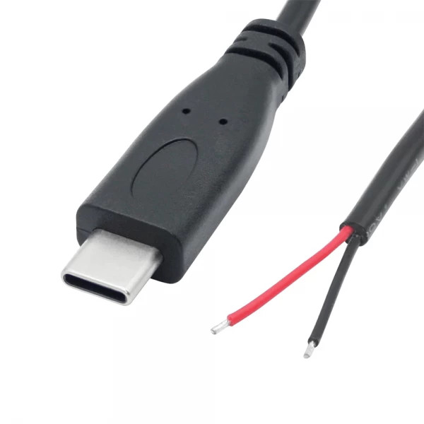 Cablu cu mufa USB 2.0 Type-C tata la 2 fire deschise, 25 cm, negru