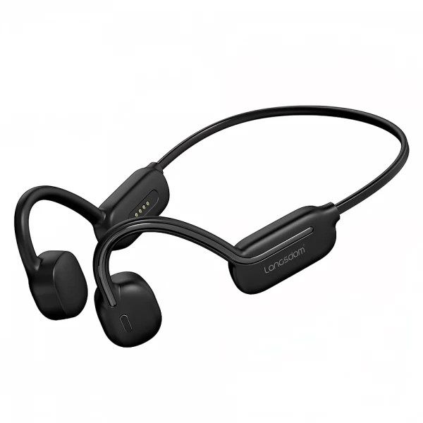 Casti wireless cu conductie osoasa pentru sport, BE02 Langsdom, prin vibratii, cu microfon, autonomie 11h, rezistenta la apa IPX8, Bluetooth 5.3, negru