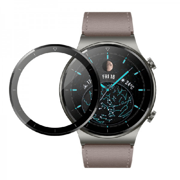 Folie de protectie ecran fullsize 3D pentru Huawei Watch GT2 Pro, 46mm, din fibra de sticla si hidro