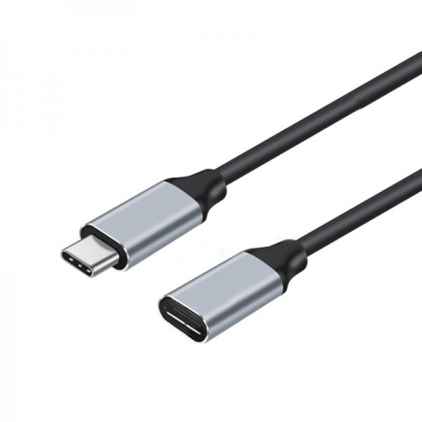 Cablu prelungitor USB C 3.1 Gen 1, Type C mama la tata, rezolutie HD 4K60Hz, fast charge, transfer date 10Gbps, transfer audio/ video, 25cm, negru