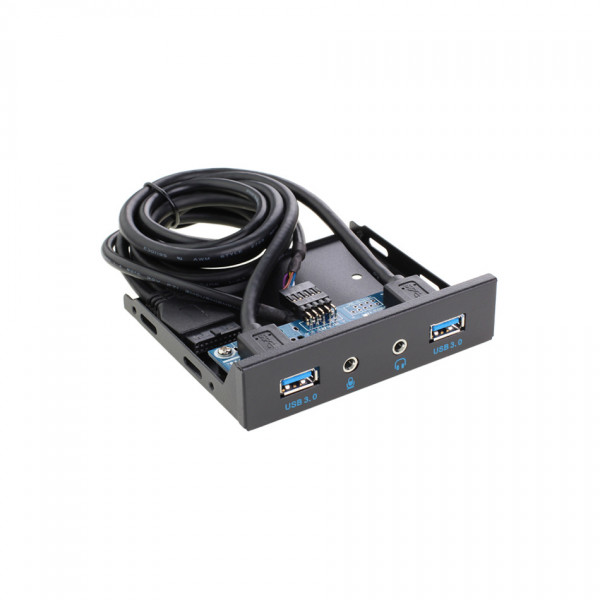 Kit panou frontal 3.5 inch conector 20 pini cu hub 2 x USB 3.0 , port HD audio si port Microfon