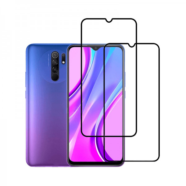 Set 2 folii protectie sticla securizata fullsize pentru Xiaomi Redmi 9 / 9 Prime, negru