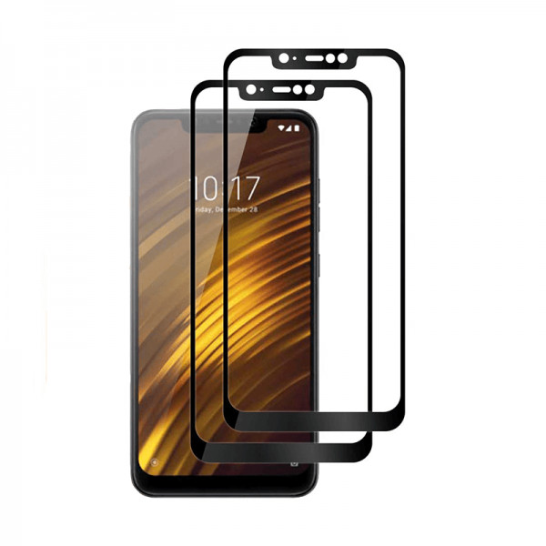 Set 2 folii protectie sticla securizata fullsize pentru Xiaomi Pocophone F1, negru