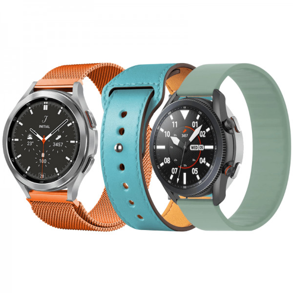 Set 3 curele pentru ceas, 20mm, pentru Galaxy Watch 6/ 6 Classic, Galaxy Watch 5 Pro 45mm, Galaxy Watch 5, Galaxy Watch 4, Galaxy Watch 3 41mm, Huawei Watch GT, portocaliu, albastru, verde