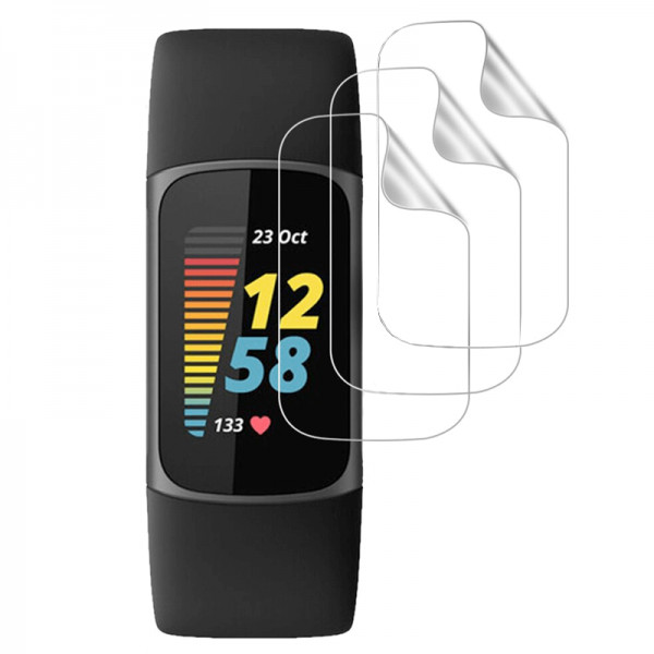 Set 3 folii de protectie ecran pentru Fitbit Charge 5, din Hidrogel rezistent la zgarieturi, transpa